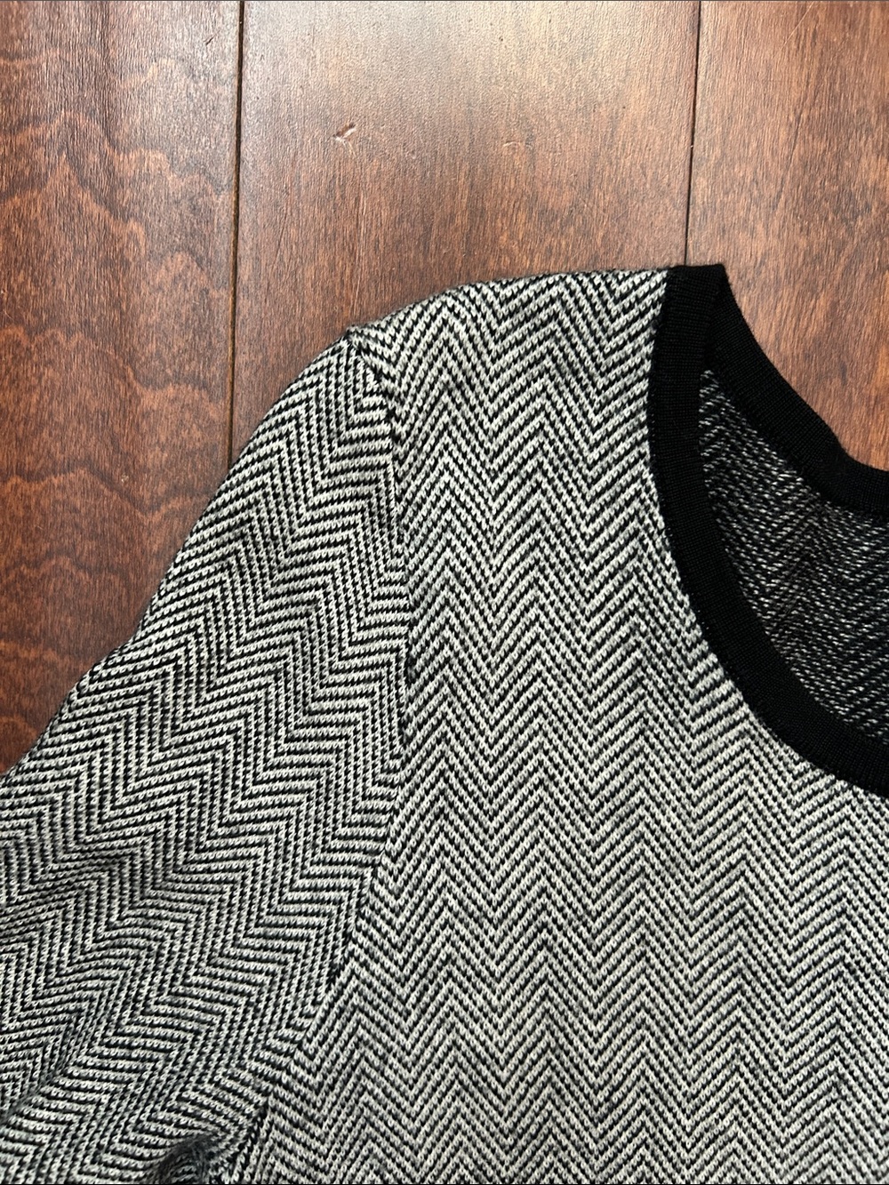 Cynthia Rowley 100% Extra Fine Merino Wool Herringbone Long-Sleeve Dress, Size L - Picture 3 of 14